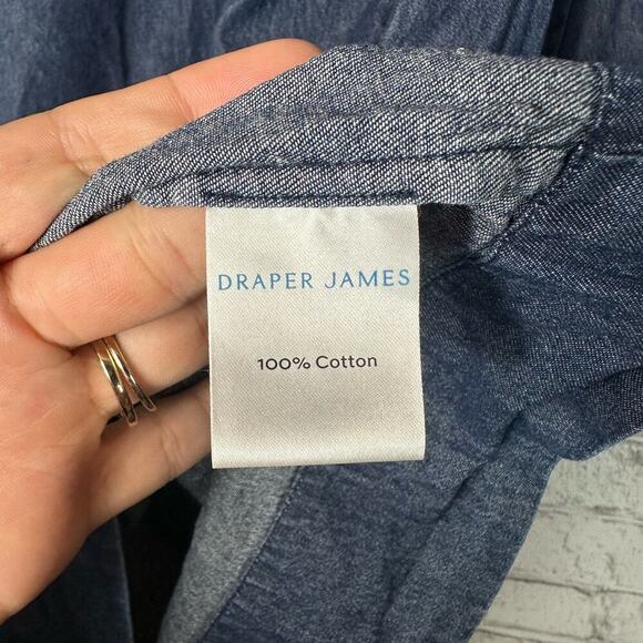 Draper James Dress Blue Chambray Ruffle Shift Mini Denim 3/4 Bell Sleeve 12 - Picture 5 of 8